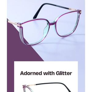 Zeelool Purple 2.5 reading glasses with glitter sides
